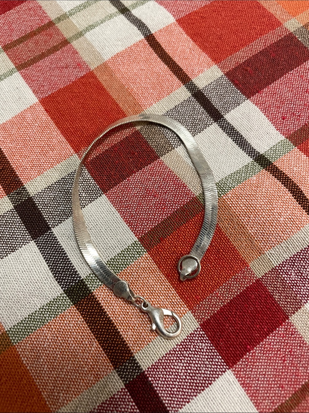 Silver Herringbone Chain Bracelet - Classic Women's Accessory